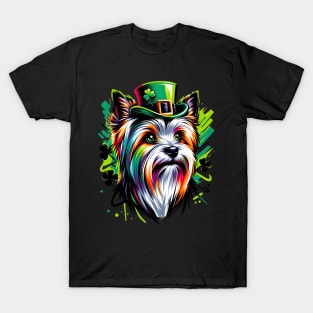 Silky Terrier in Leprechaun Hat Celebrates St. Patrick's T-Shirt